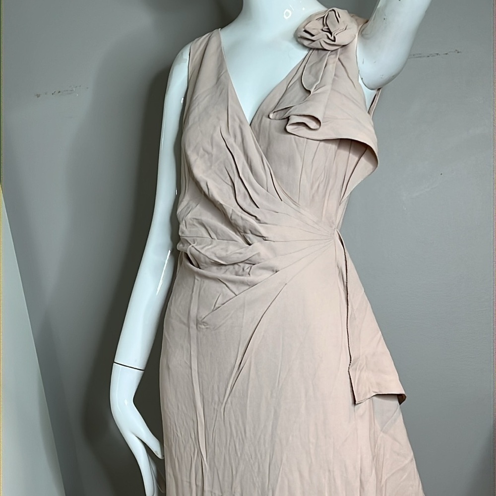 Valentino Sz 6 Silk Crepe Dusty Rose Sleeveless Long Gown - Picture 8 of 14